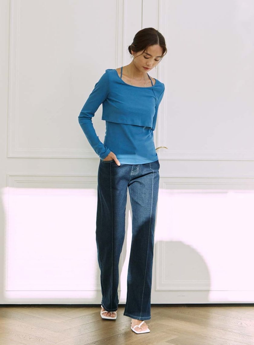 兩件式長袖羅紋上衣